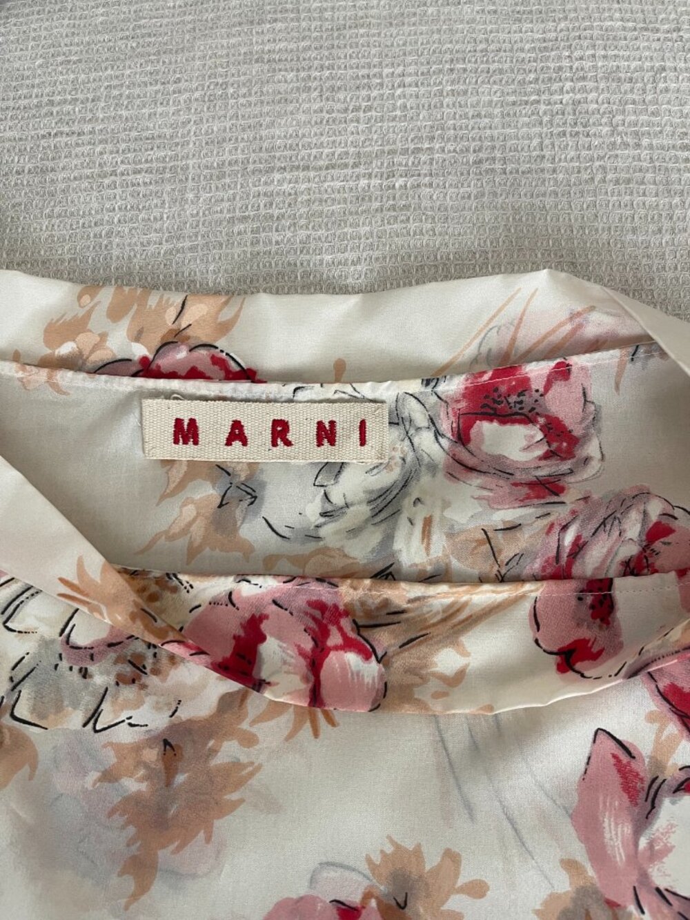 Marni Floral Silk Blouse | Rose Sleeve Detail | Size 38